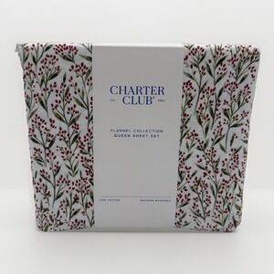 Charter Club Printed Winterberry 100% Cotton 4-Pc.Queen Sheet Set 100173
